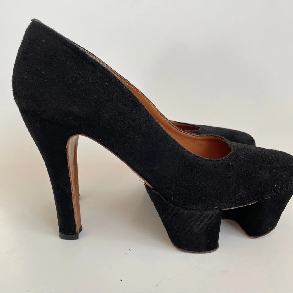 & Other Stories Black Suede Funky Unique Platform Heels Pumps Cut-out Shoes 8